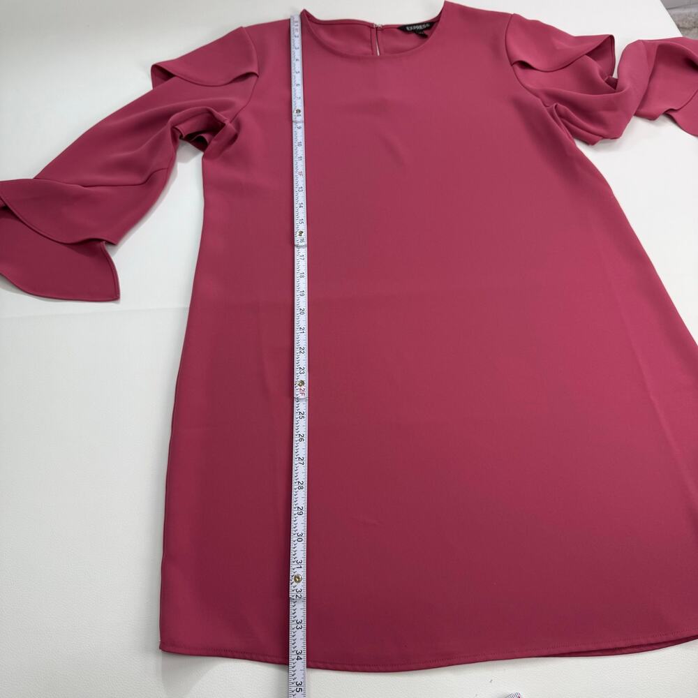 Express Shift Dress‎ Size Medium Mauve Pink Ruffle Sleeves Loose Flowy - Picture 7 of 9